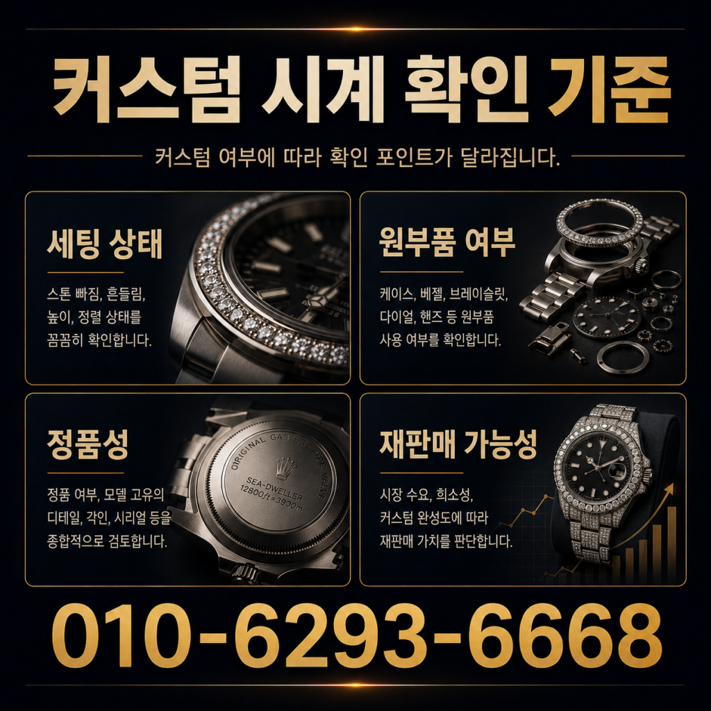 커스텀 시계 확인 기준 - 시계상담소 전화 상담 010-6293-6668